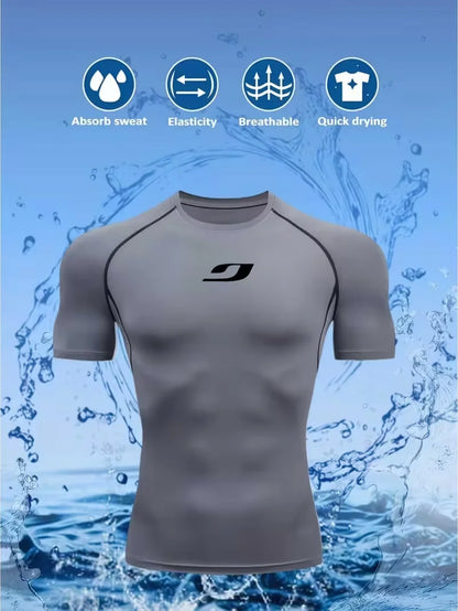 Gothic Print Compression Sports Tee