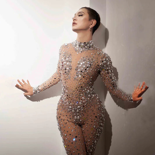 Shiny Pearl Slim Jumpsuit