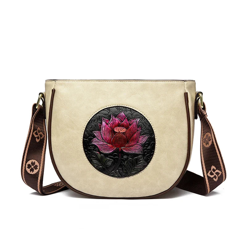 Floral PU Leather Shoulder Bag