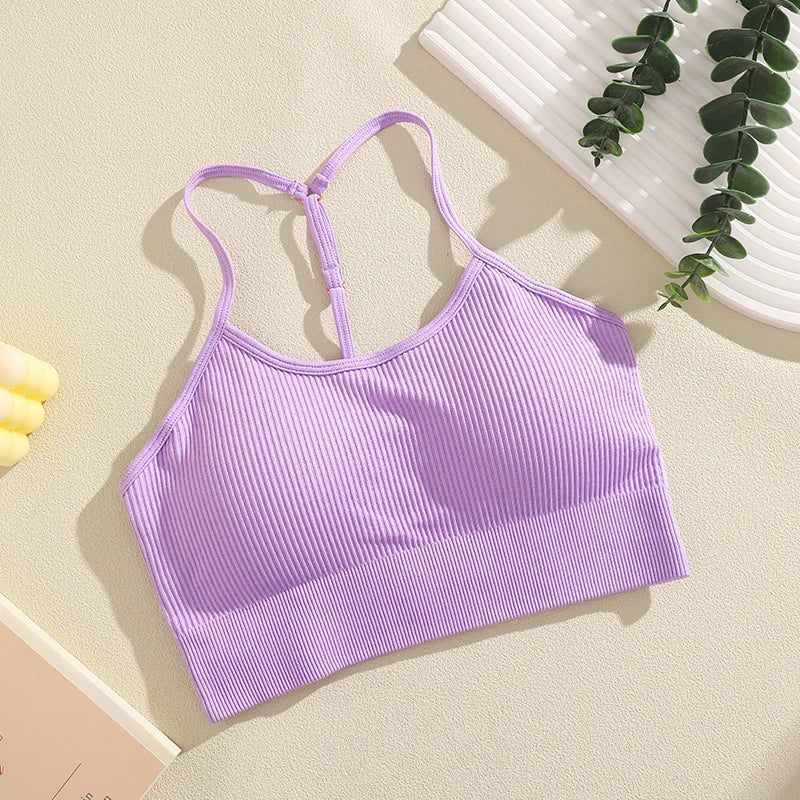 Ribbed Y-Back Padded Bra