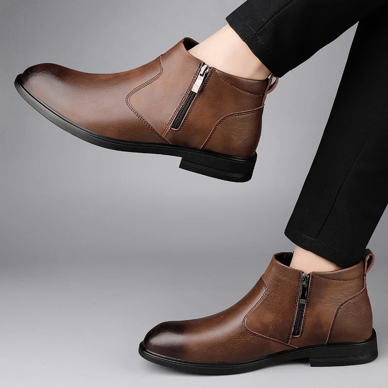 Cowhide Chelsea High-top Boots