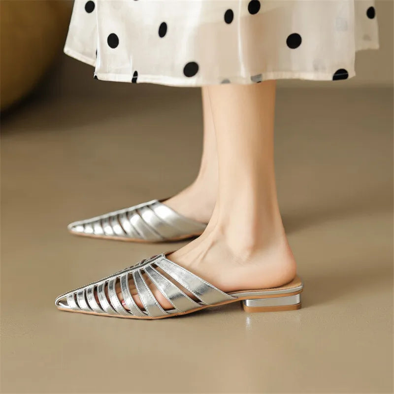 Leather Narrow Band Slippers