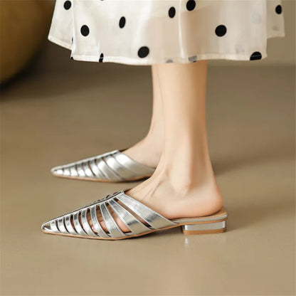 Leather Narrow Band Slippers