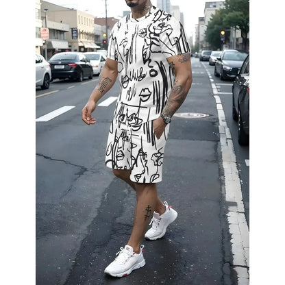 Letter Print T-Shirt Shorts Set