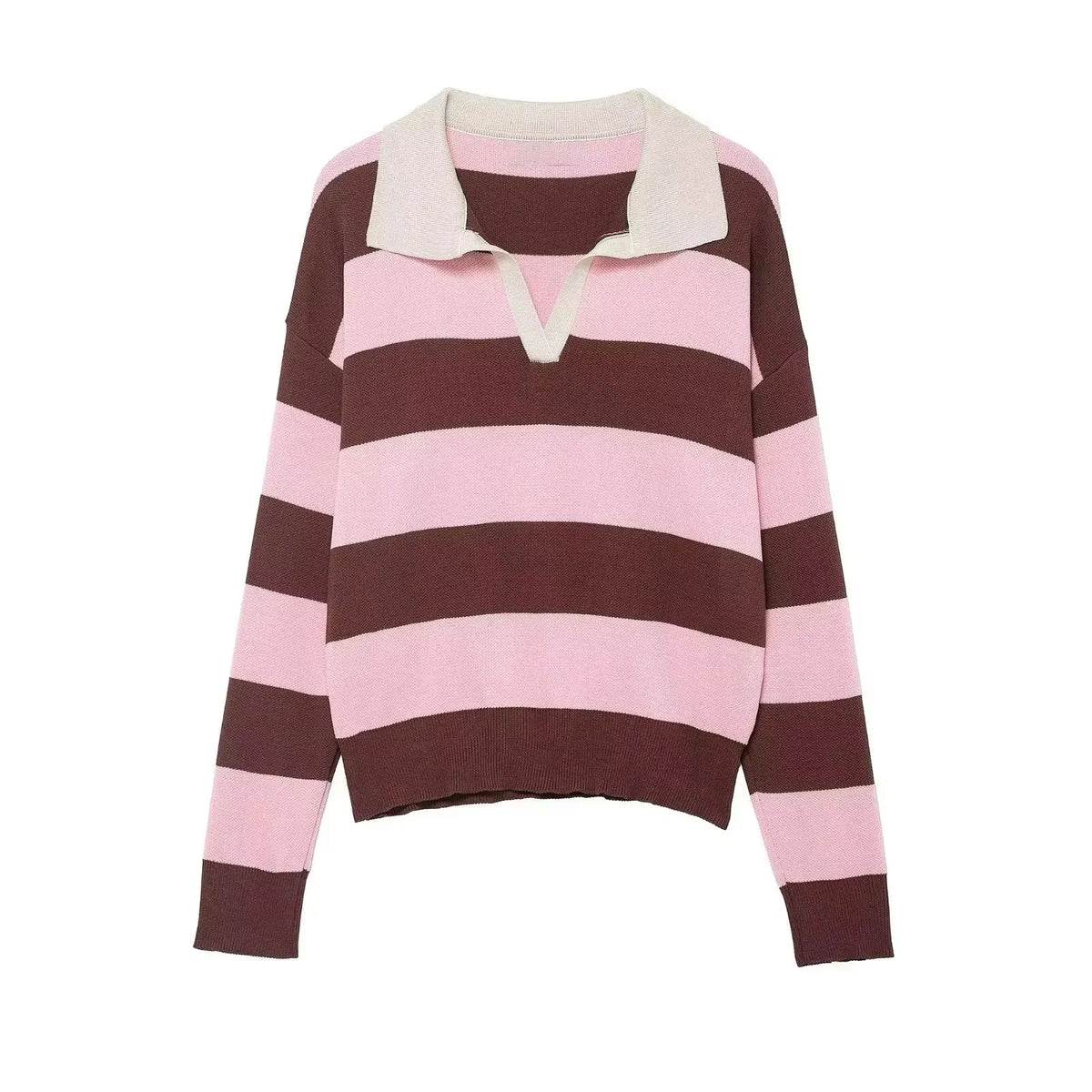 Striped Collared Knit Sweater