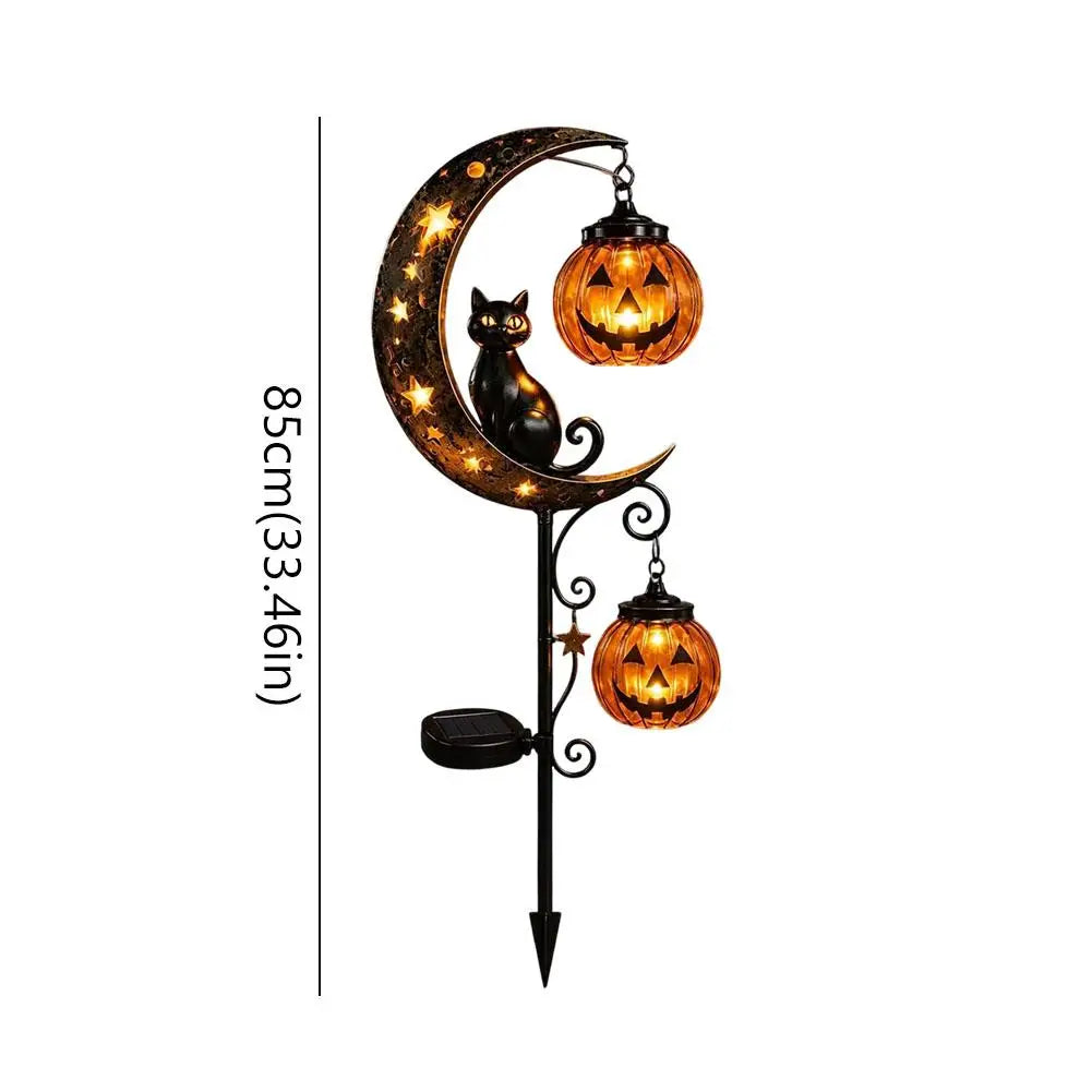 Black Cat Pumpkin Garden Lamp