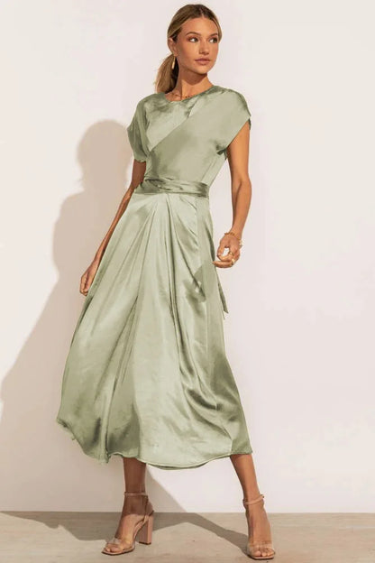 Satin Sash Evening Dress