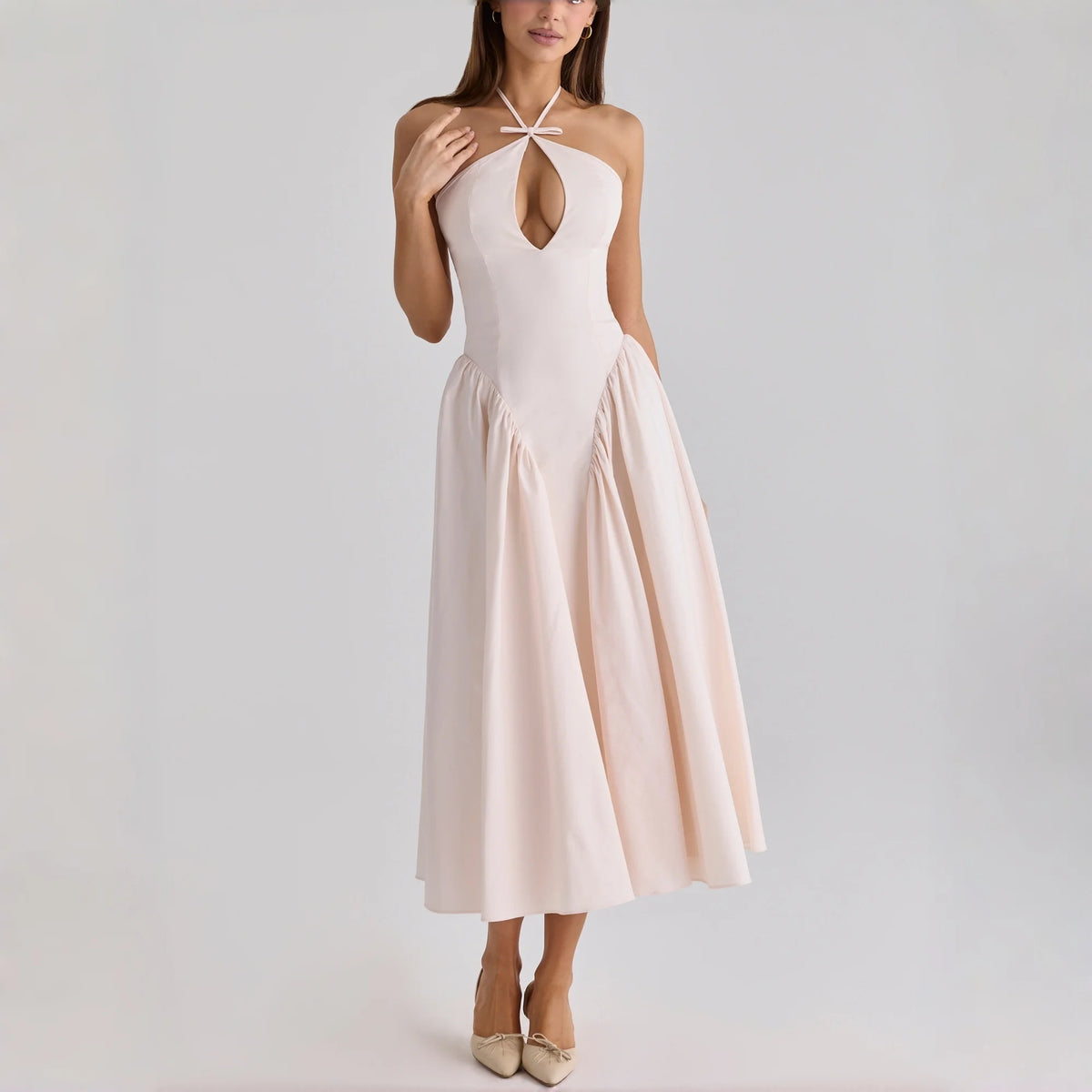 Halter Cutout Midi Dress