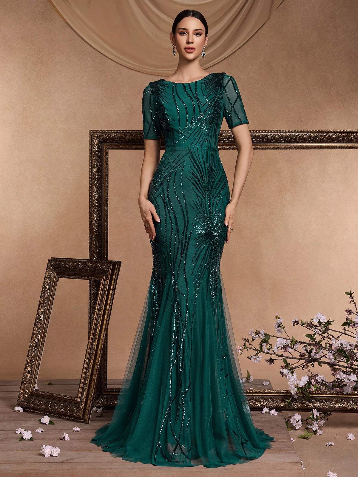Sequin Mermaid Evening Gown