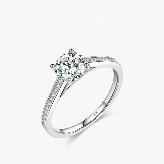 Moissanite Sterling Silver Wedding Band