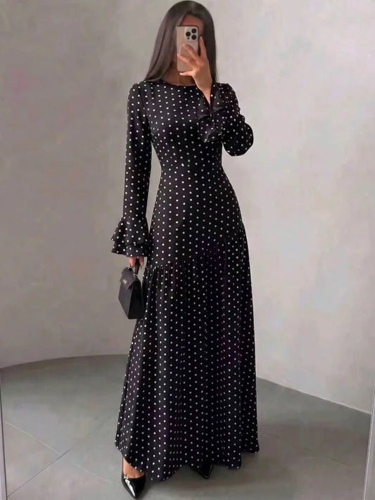 Polka Dot Bell-Sleeve Dress