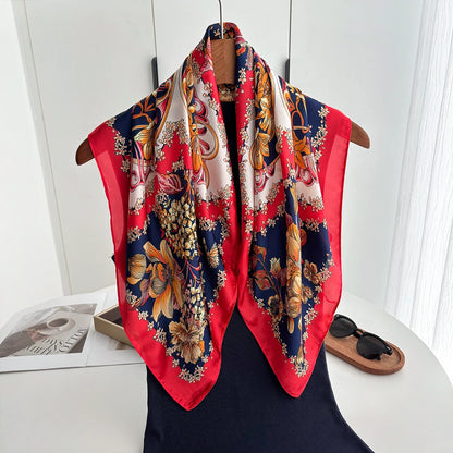 Satin Print Elegant Square Scarf