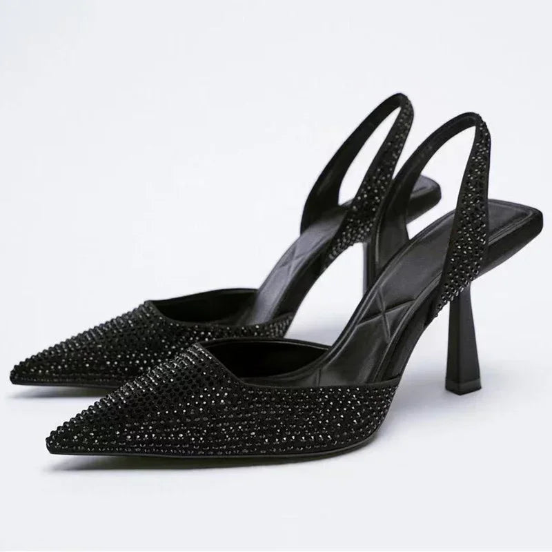 Crystal Strap Thin Heel Sandals