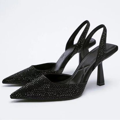 Crystal Strap Thin Heel Sandals