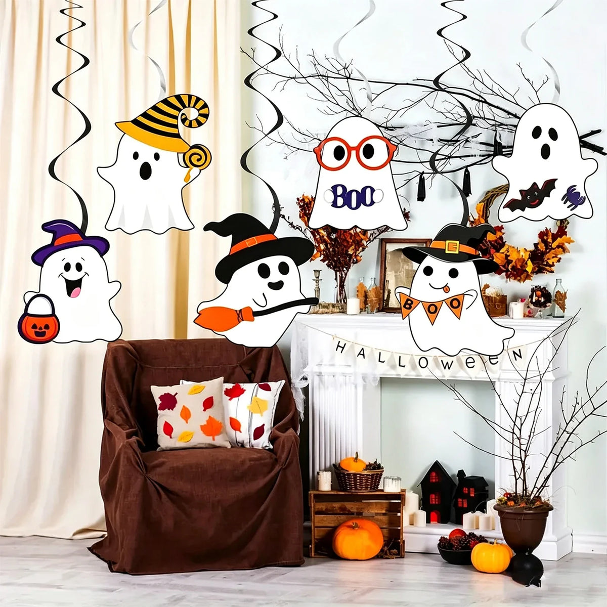 Ghost Hanging Swirl Decorations