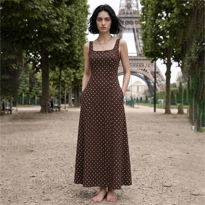 Polka Dot Sleeveless A-Line Dress