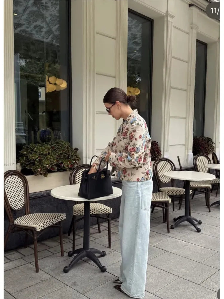 Printed Round Neck Jacket