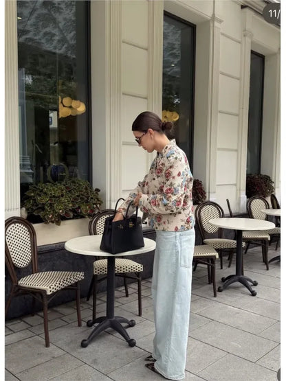 Printed Round Neck Jacket