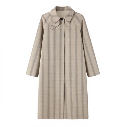 Plaid Single-Breasted Trench Coat