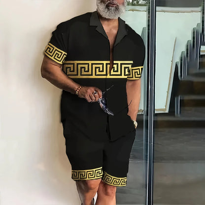 Vintage Button-Down Shirt Shorts Set