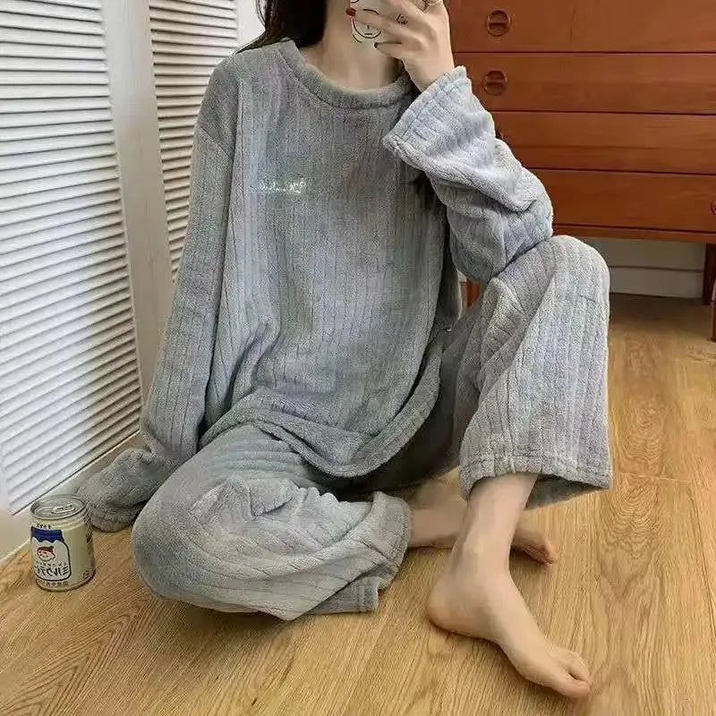 Soft Coral Velvet Jacquard Pajama Set