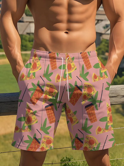 Pineapple Drawstring Beach Shorts