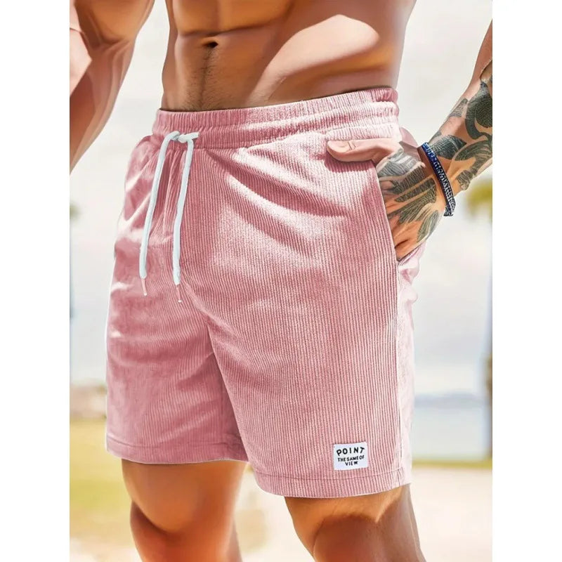 Corduroy Striped Textured Casual Shorts