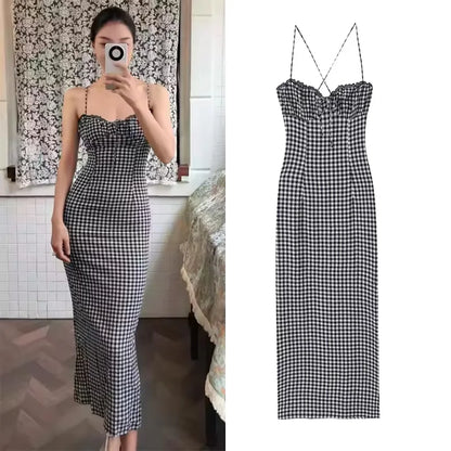Gingham Wide-Strap Dress