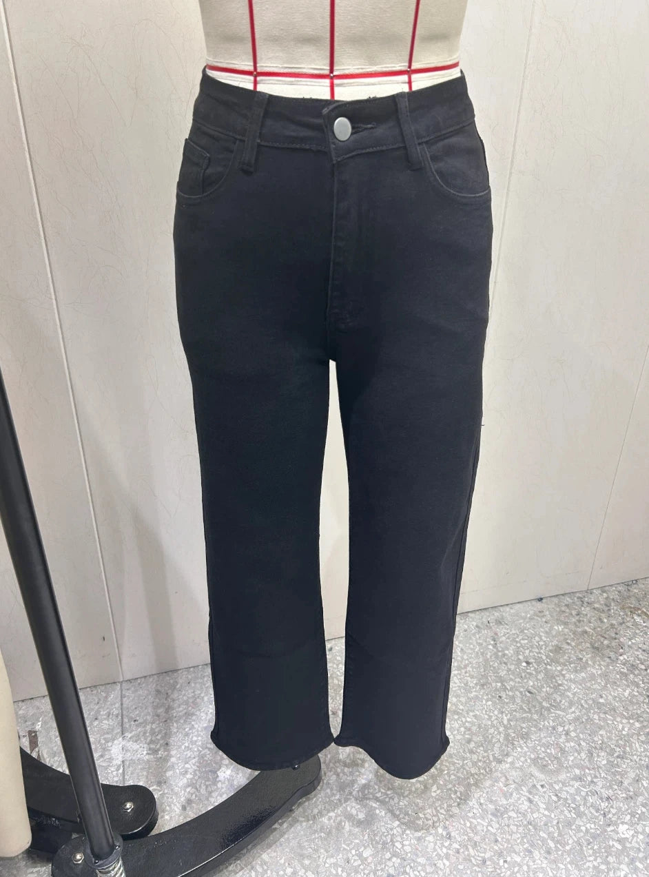 Black Butt-Lift Straight Jeans