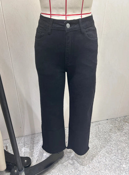 Black Butt-Lift Straight Jeans