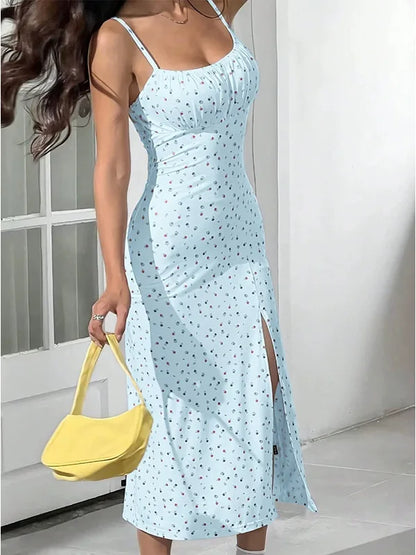 Floral Print Backless Maxi Dress