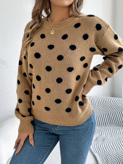 Polka Dot Lantern Sleeve Sweater