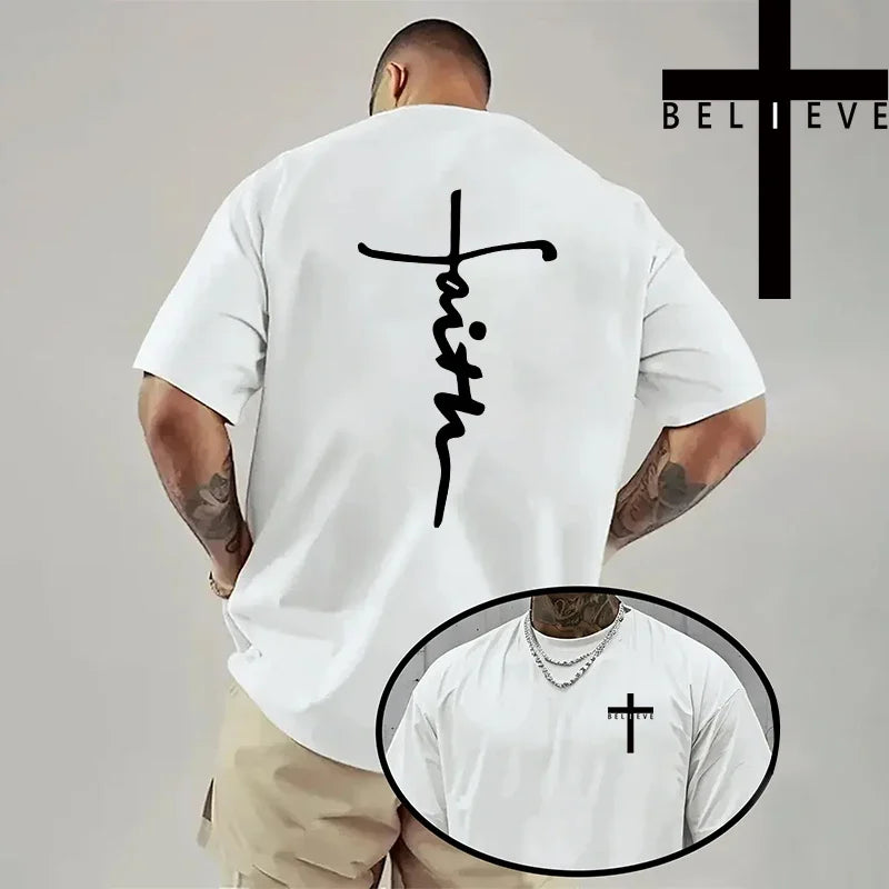 Jesus Cross Print Cotton Tee