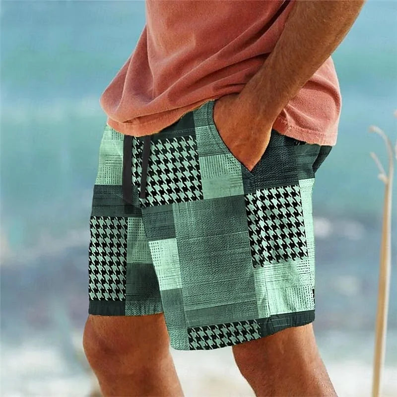3D Colorful Grid Board Shorts