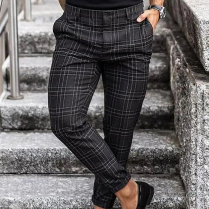 Vintage Checkered Cotton Pencil Pants
