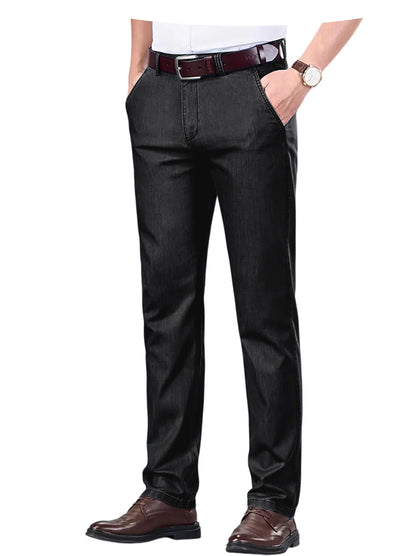 Straight Leg Denim Dress Pants