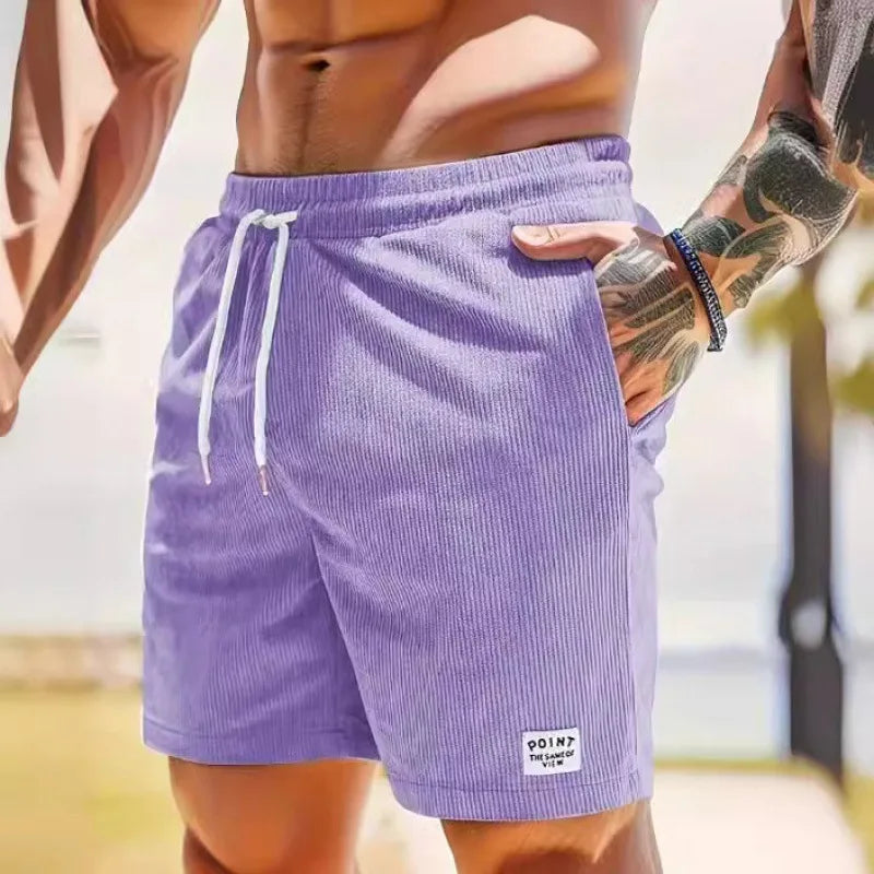 Corduroy Striped Textured Casual Shorts