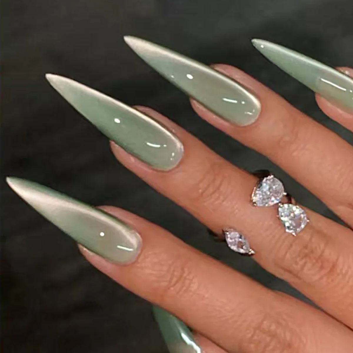 Almond Red Press Nails