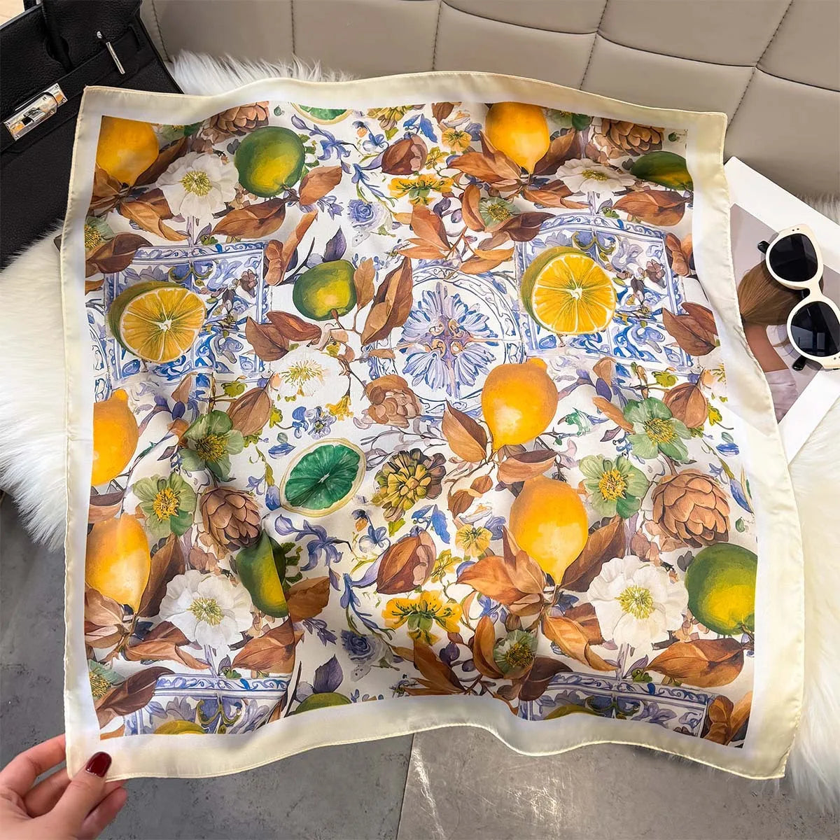 Fruit Print Korean Square Scarf