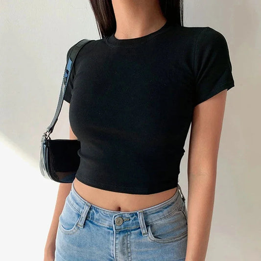 Solid Basic Crop Tee