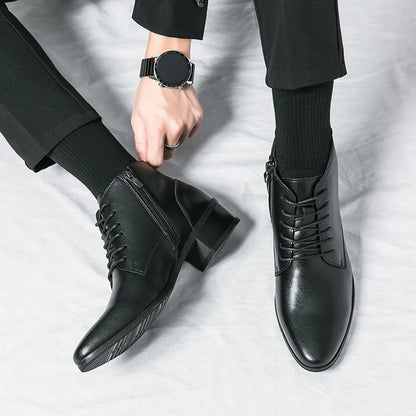 Leather Round Toe Ankle Boots