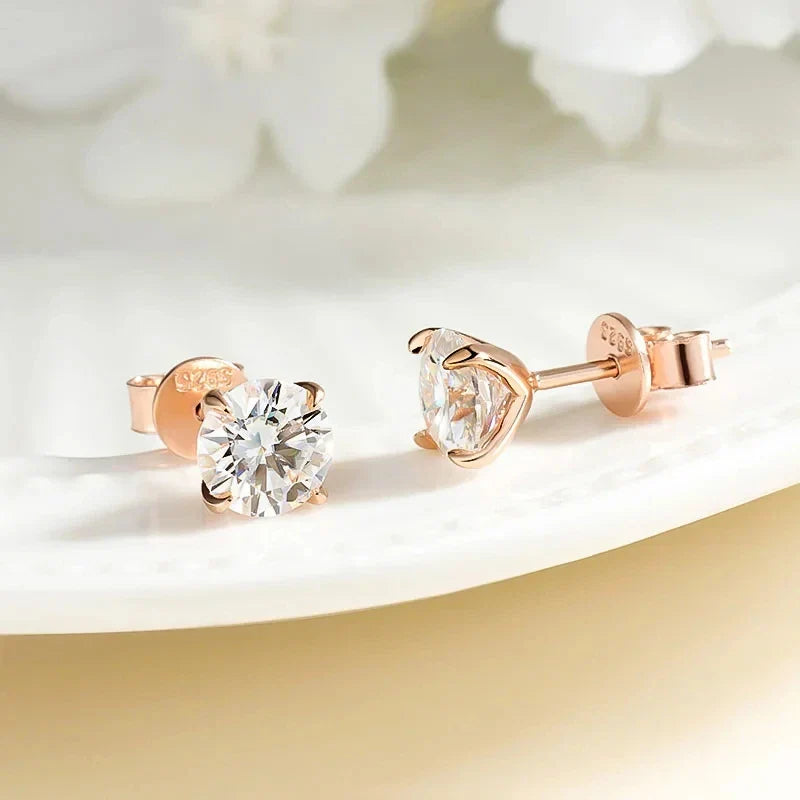 18K Plated 0.1-3CT Moissanite Stud Earrings