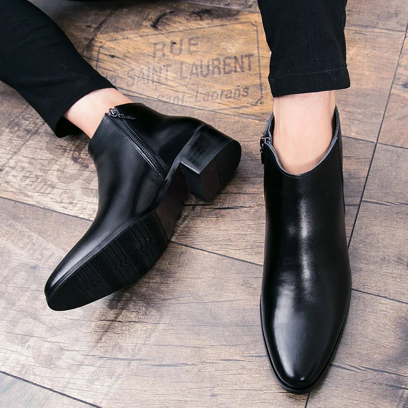 Black Leather Chelsea Ankle Boots