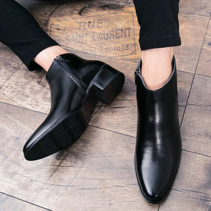 Black Leather Chelsea Ankle Boots