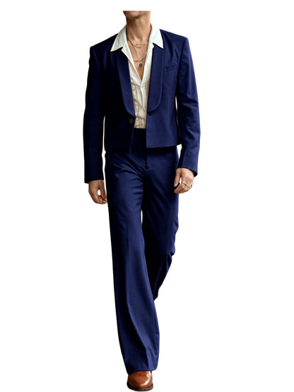 Cropped Blazer Flare Pants Tuxedo Set
