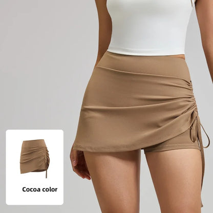 High-Waist Drawstring Sports Skort