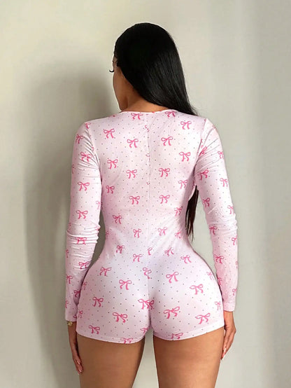 Polka Dot Knit Shorts Romper