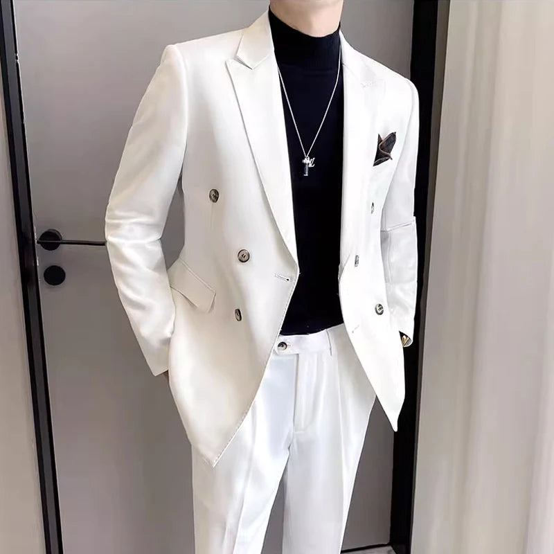 Double-Breasted Formal Groom Suit
