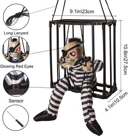 Animated Skeleton Prisoner Cage Prop