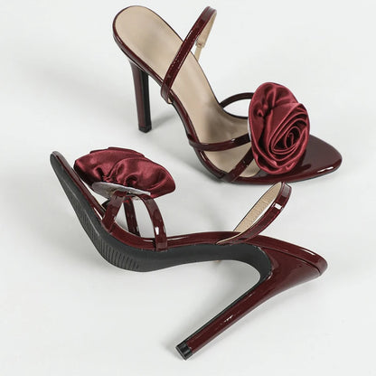 Floral Cross Strap Heels Sandals